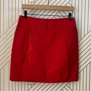Lida Baday silk blend pleated mini skirt candy apple red satin